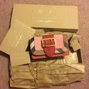 Burberry The Mini Buckle Bag in Leather and House